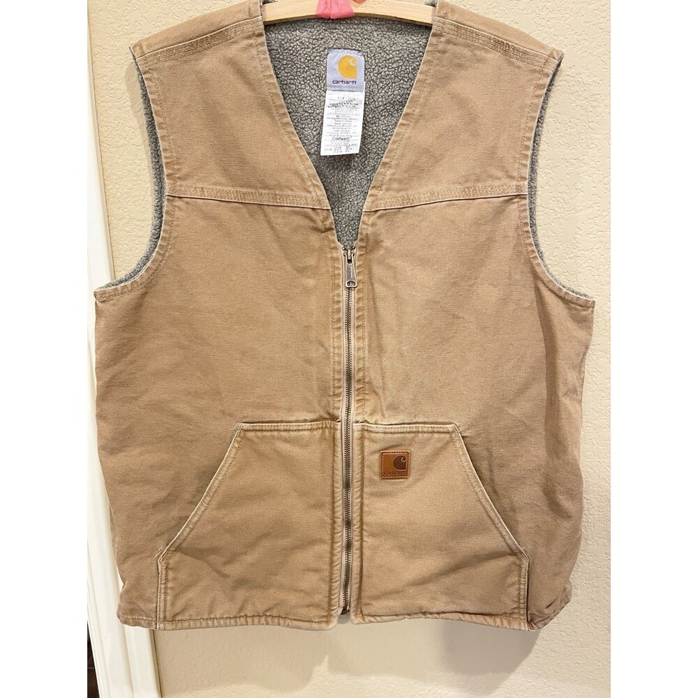 Carhartt Sherpa Lined Vest Brown Mens size LT Large Tall V26 CML Sandstone